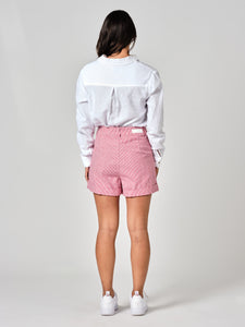 Red AMELIA STRIPE pleated shorts