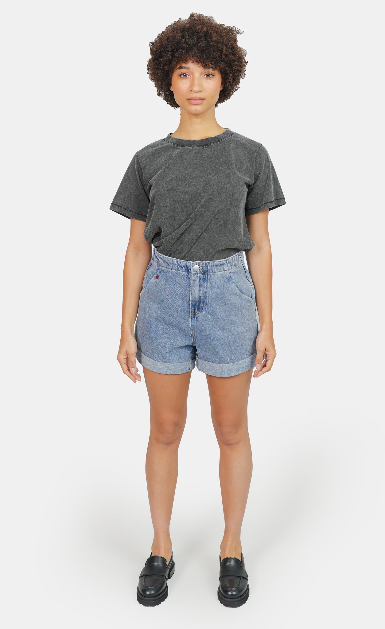 AMY elasticated waist denim shorts
