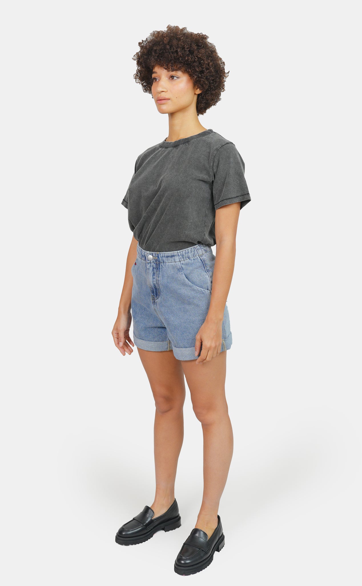 AMY elasticated waist denim shorts