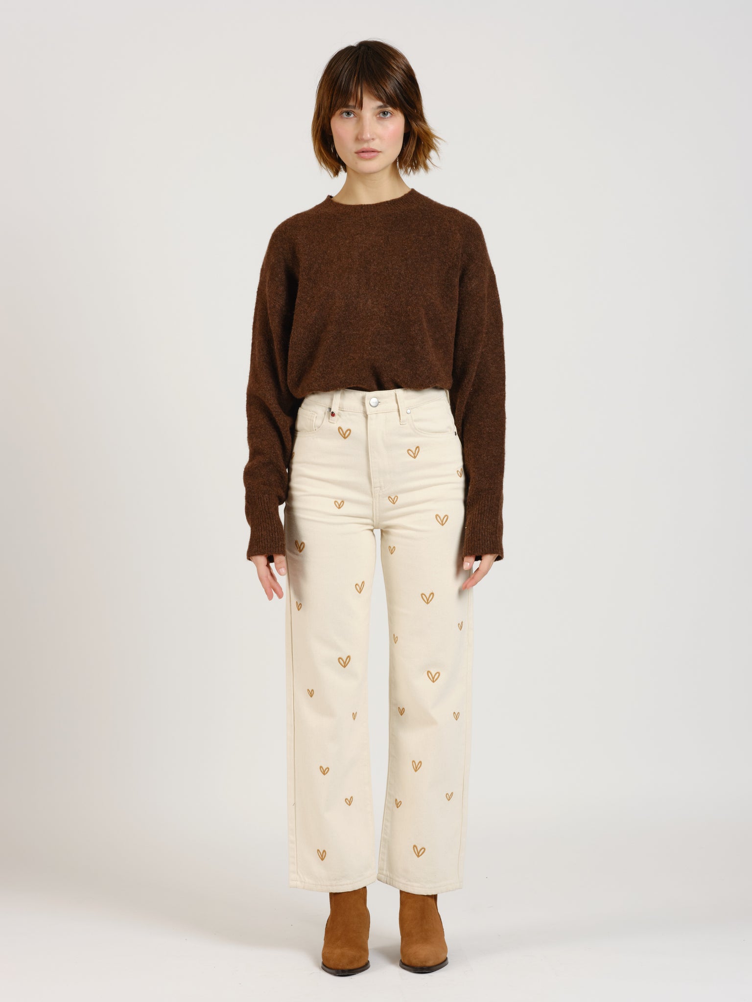 POLA EMBRO HEART gray straight jeans